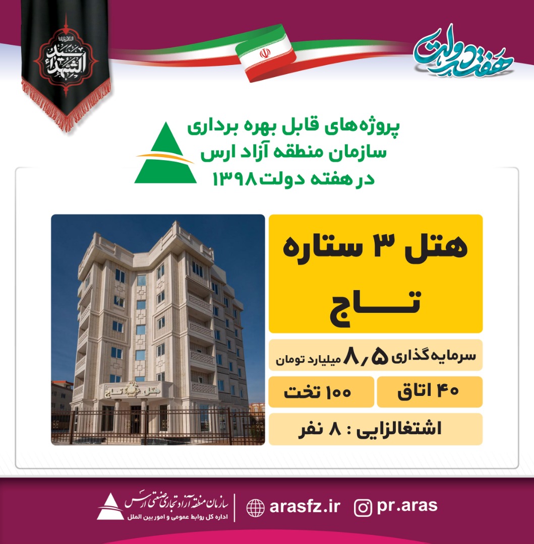 بهره برداری از هتل تاج در منطقه آزاد ارس
